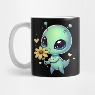 Cute little Alien With Yellow Flower Mug